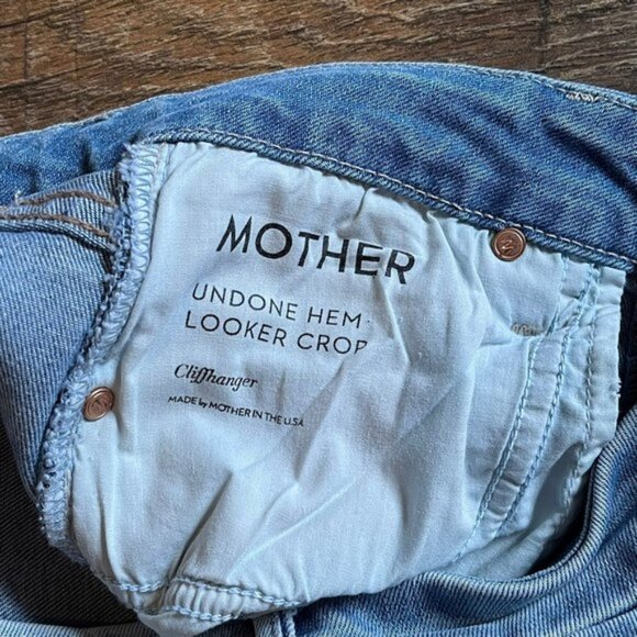 MOTHER Undone Hem Looker Crop Denim Jeans In Cliffhanger Size 25 - Picture 6 of 12